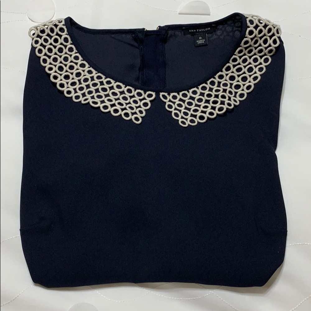 Dark Blue Peter Pan collar shirt